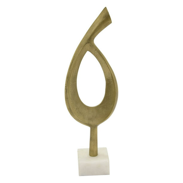 Three Hands 16 Metal Sculpture W/Marble in Gold